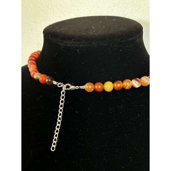 Handmade Orange Agate Necklace, 21.5 inches, Adjustable, With a Silver Extender - Picture 6 of 6